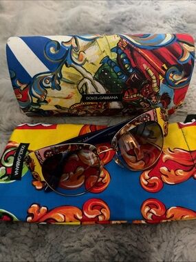 Dolce & Gabbana Vibrant Baroque Cat-Eye Sunglasses - Blue, Yellow, Red